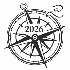Compass rose 2026 new year design element isolated cutout