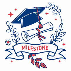 Graduation milestone achievement celebration success diploma cap