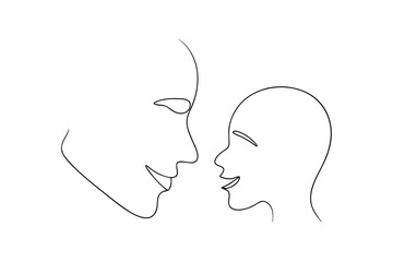 Mother and child line art minimalist drawing faces