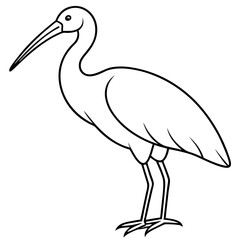 Spoonbill Outline Vector in Simple Line Style