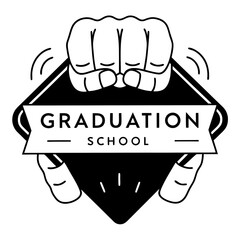 Graduation school logo design hands holding diploma graphic