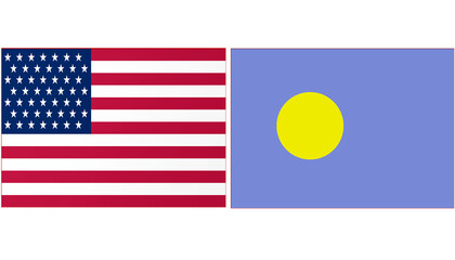 USA America Official flag with Palau national flag, both countries flags in Horizontal shape and isolated on white background
Rectangular colorful design Flag with together.