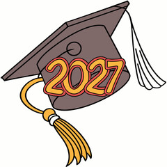 2027 graduation cap with transparent background design element