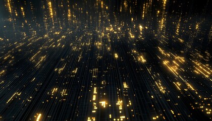 Abstract digital network of glowing lines.