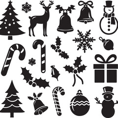 Christmas Decoration Silhouette Vector Set
