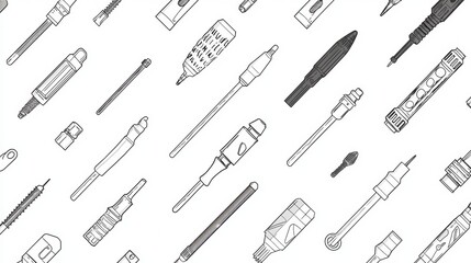 Various types of writing instruments arranged in a creative layout ideal for design inspiration
