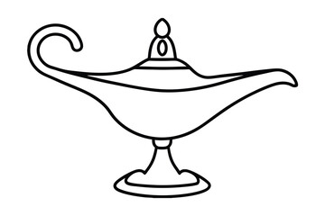 Magical genie lamp line art illustration wish granting