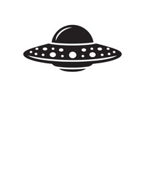 A Silhouette icon of a UFO , isolated on a white background