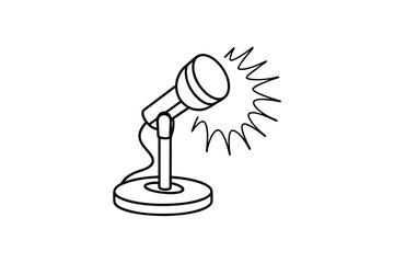Simple line art desktop microphone illustration broadcasting podcast