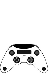 Flat design is showing gamepad with analog sticks, d-pad, buttons, cable, transparent background