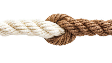 Two Ropes Tied Together with Knot &ndash; Connection Concept Isolated on Transparent Background