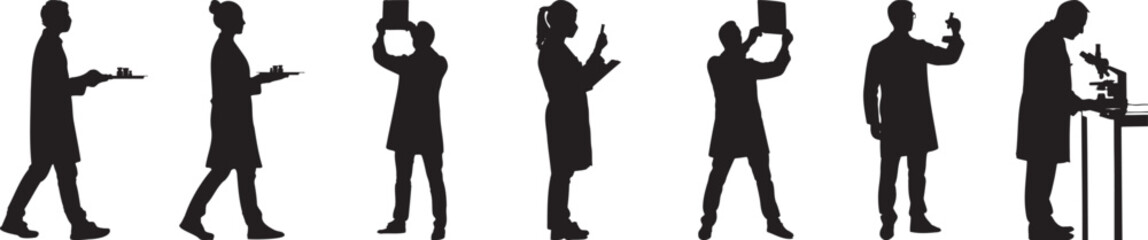 Diverse Scientists Silhouettes Working in Lab Research Science Experiments
