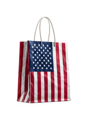 Fototapeta premium 4th july patriotic shopping bag. American flag inspired design. USA American Holiday Sale Gift Bag