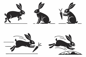 Obraz premium black and white rabbit silhouettes