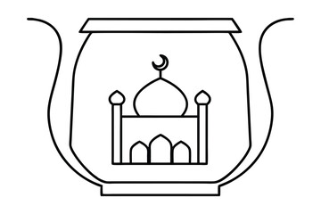 Mosque line art illustration simple design islamic architecture
