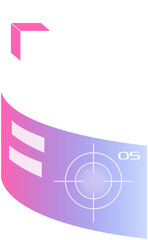 Stylized S-curve gradient ribbon graphic showing cube and target icons on clear canvas, copy space