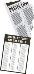 Two newspaper sheets are floating on transparent background featuring torn header and text columns