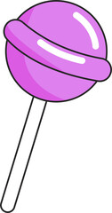 Purple lollipop is featuring glossy ring detail in flat vector design on transparent background