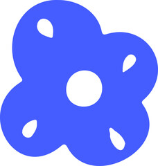 Abstract five-petal flower icon is floating in flat design, with transparent background, copy space
