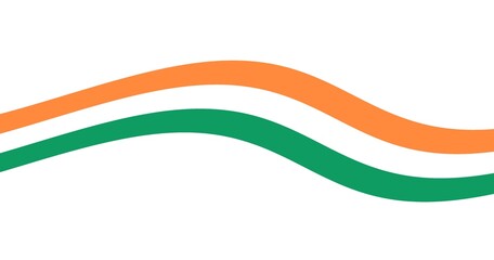 Wavy Irish Flag Colors Ribbon Design &ndash; Orange White Green Abstract National Banner