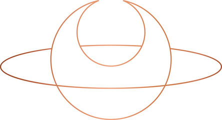 Flat design is featuring ringed planet on transparent background with concentric rings and ellipse