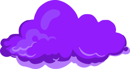 Cartoon-style purple cloud is floating in transparent background, showing gradient shading accents