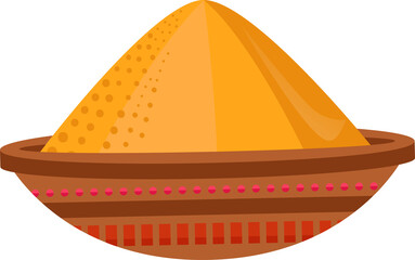 Flat design sombrero hat with yellow crown and brown brim is floating on transparent background