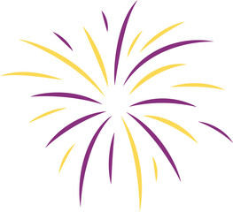 Abstract burst is radiating in flat design, with yellow and purple strokes, transparent background