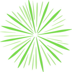 Obraz premium Stylized radial burst is radiating green leaf shapes in flat design with transparent background