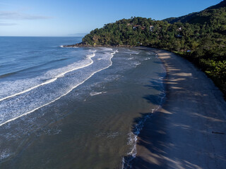 Beautiful Barra do Sahy beach at dawn on the north coast of São Paulo amidst the Atlantic forest