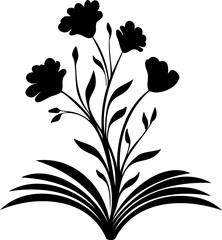 Elegant graphic emblem of blooming flowers emerging from an open book, ideal for logos related to reading, nature, or wellness.