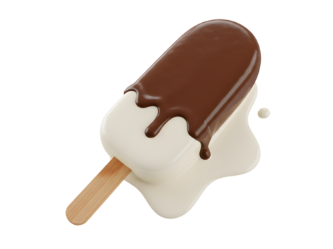 Delicious chocolate-coated ice cream bar with nuts and vibrant, melting pink and yellow popsicles on transparent and black backgrounds—perfect for food ads, summer treats, and desserts. - Powered by Adobe