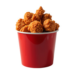 A Bucket of Crispy Chicken Bites on Transparent Background