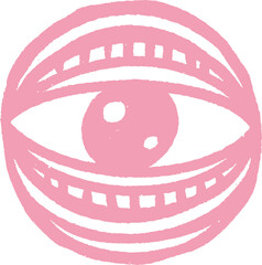 Abstract stylized eye is being shown in flat design, with concentric bands, transparent background