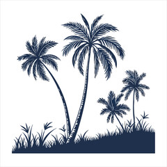 Serene Tropical Palm Trees Silhouette A Peaceful Coastal Escape Illustration