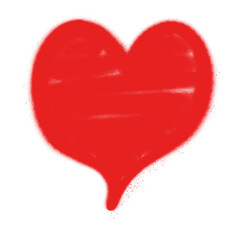 Stylized red heart shape is floating on transparent canvas, with hand drawn sketch style