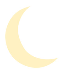 Stylized crescent is floating on transparent background in flat vector with smooth yellow edges