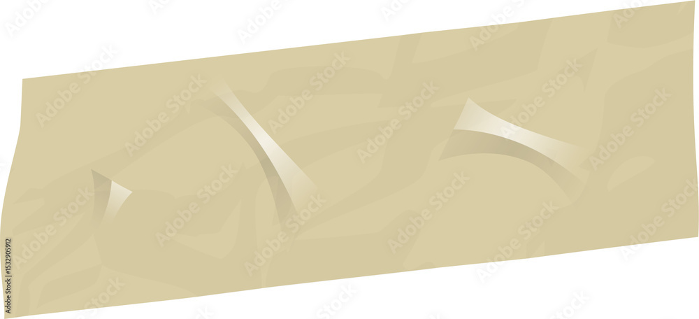 Poster flat design abstract beige quad shape is floating on transparent background showing folded creases