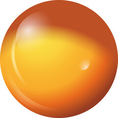 Orange-yellow gradient sphere is glowing in transparent graphic space with reflective highlights