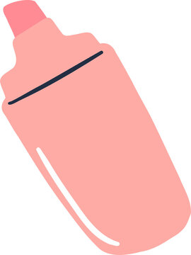 Naklejki Showing stylized pink cocktail shaker glossy illustration on transparent background, with cap
