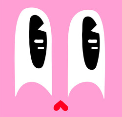 Arches are floating on pink flat design with black ovals and red heart on transparent background