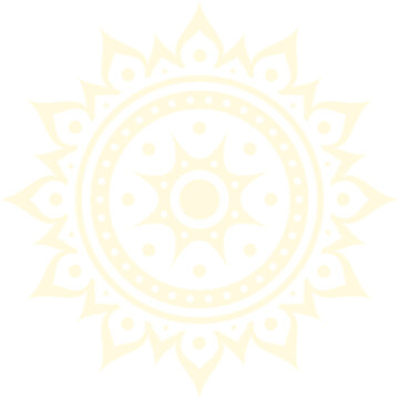 Naklejki Showing flat vector sun icon on transparent background: concentric dotted rings, rays, petals