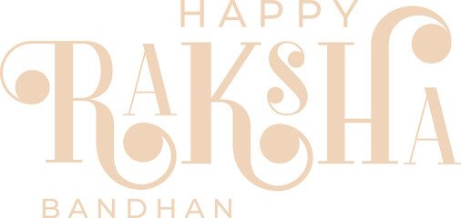 Happy Raksha Bandhan is showing flat design with beige flourishes on transparent background