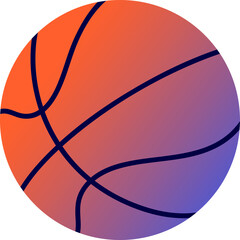 Flat basketball-like sphere is floating on transparent background with gradient and panel lines © vectorfusionart