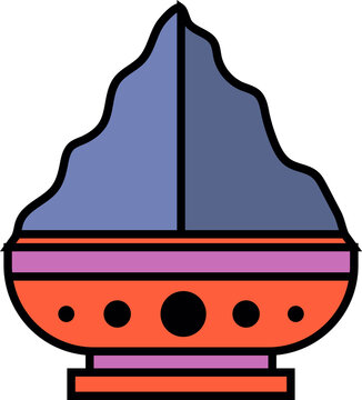 Naklejki Vector volcano showing jagged peaks and magma chamber with bubbles on clear background, copy space