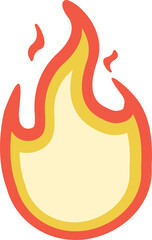 Flame icon is showing flat design with cream core, yellow and red layers on transparent background