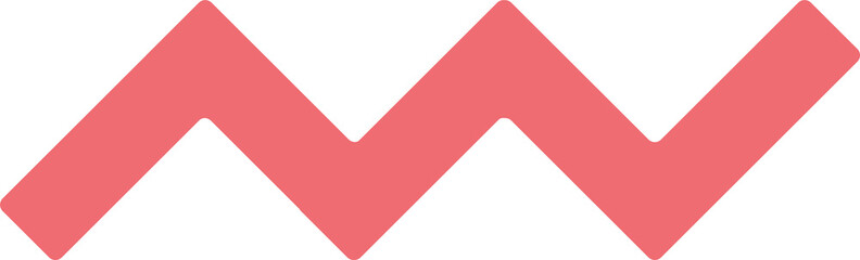 Coral zigzag line is spanning transparent canvas in flat design, forming stylized peaks