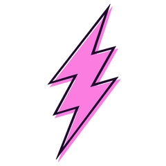 Stylized pink lightning bolt graphic is flashing on transparent background with drop-shadow effect