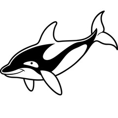 Orca Outline line art vector 