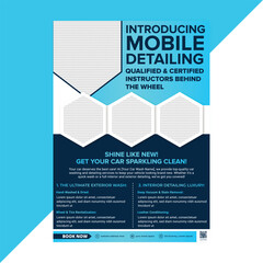 Eye-catching car wash flyer for vehicle care services including hand wash, polish, and interior vacuuming — fully customizable and print-ready for ads